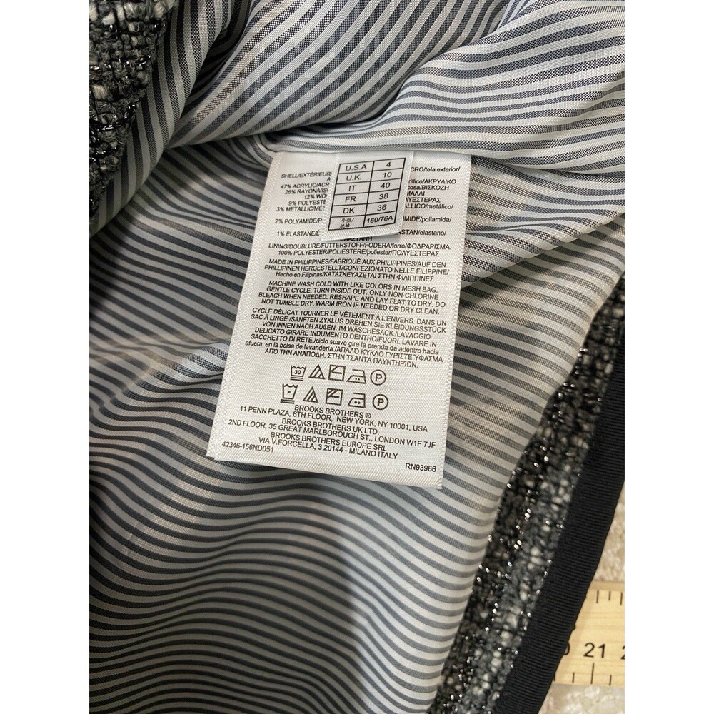 Brooks Brothers Bouclé Blazer Jacket Check Gray Black Women's Size 4 - Picture 11 of 16